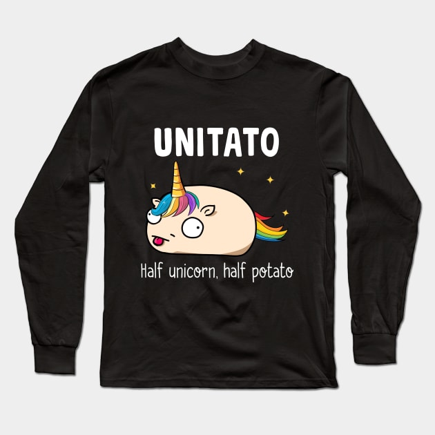 Unitato Half Unicorn Half Potato Funny T-shirt Long Sleeve T-Shirt by Elsie